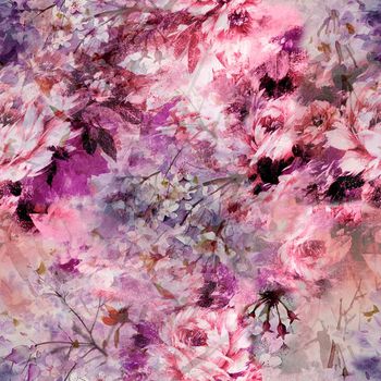 253942-时尚水彩花卉印花