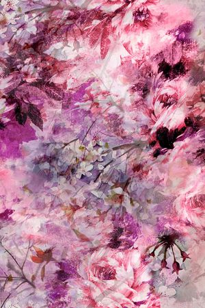 迷人 水彩 花卉 朦胧印花华亿平台图片