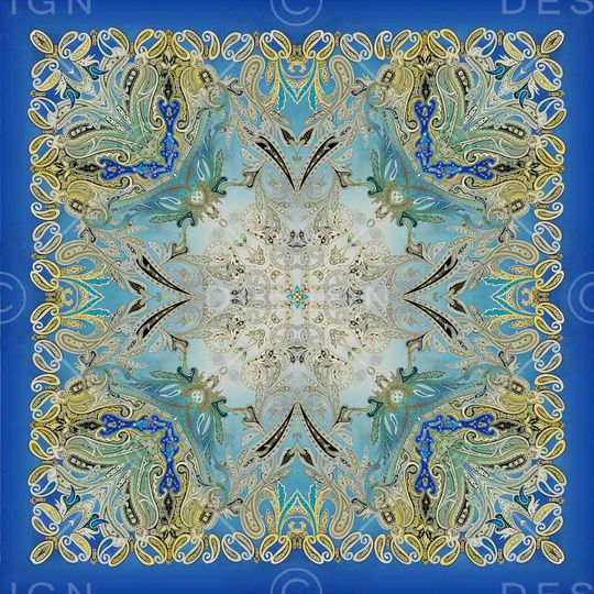 边框 欧式 复古 古典 方巾 佩斯利 腰果 方巾印花华亿平台图片