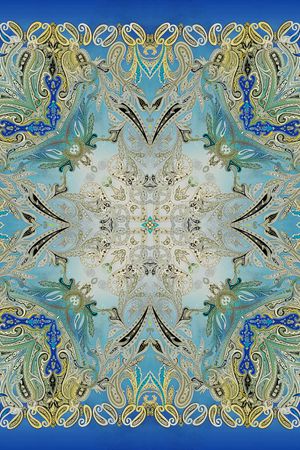 边框 欧式 复古 古典 方巾 佩斯利 腰果 方巾印花华亿平台图片