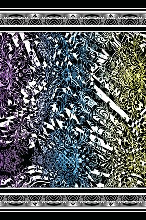 边框 方巾 花卉  抽象印花华亿平台图片