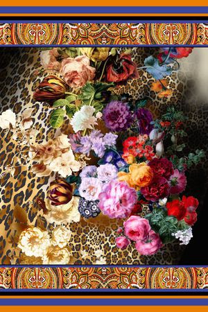 边框 花卉 豹纹 欧式 宫廷 复古 典雅印花华亿平台图片