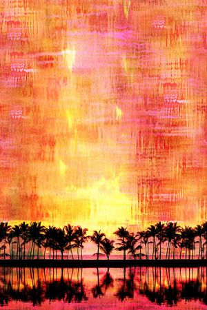 热带风情 椰树 植物 风景印花华亿平台图片