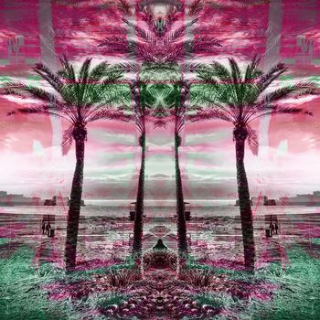 254779-椰子树休闲风度假笔触印花方巾