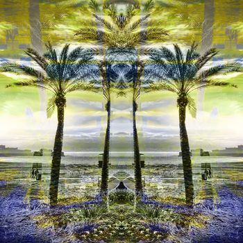 254780-椰子树休闲风度假笔触印花方巾