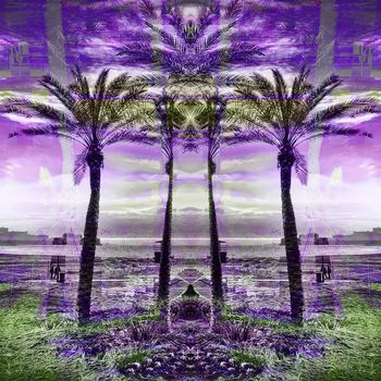 254781-椰子树休闲风度假笔触印花方巾