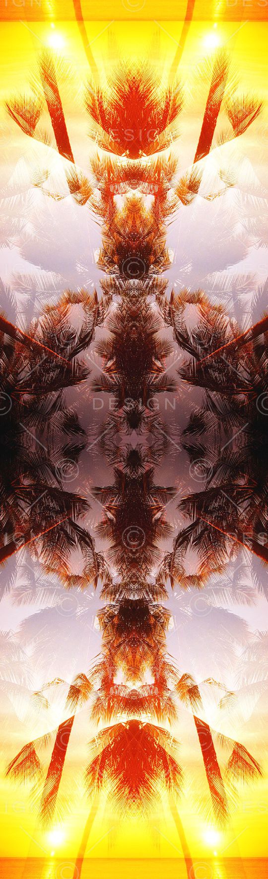 镜像 对称 热带风情 椰树 植物 长巾印花华亿平台图片