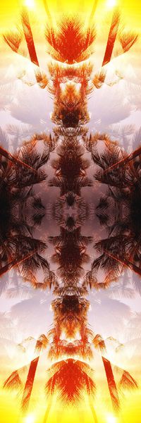 镜像 对称 热带风情 椰树 植物 长巾印花华亿平台图片