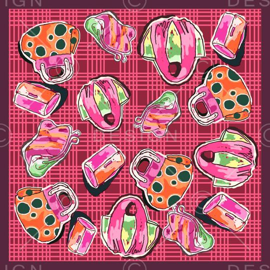 边框 方巾 插画 包包 饰品 可爱 粉红印花华亿平台图片