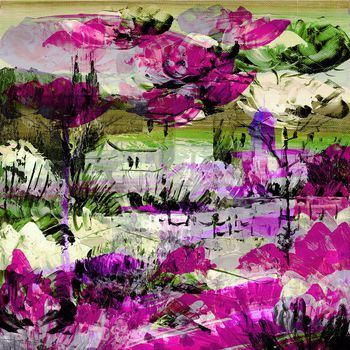 254901-WT142抽象油画花笔触风景华亿平台印