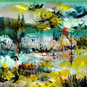 254902-抽象油画花笔触风景华亿平台印花