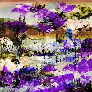 254903-抽象油画花笔触风景华亿平台印花