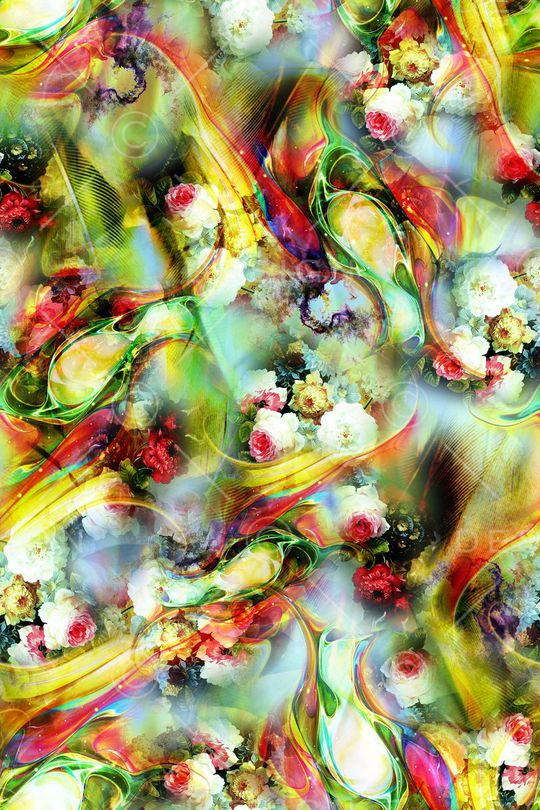 迷人花卉 炫彩 光线 光感 数码 多彩印花华亿平台图片