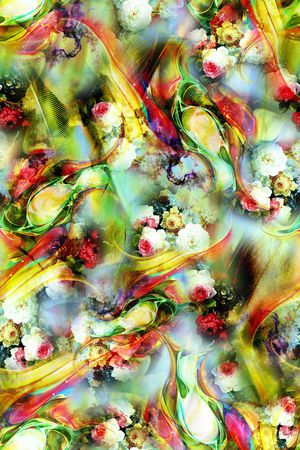 迷人花卉 炫彩 光线 光感 数码 多彩印花华亿平台图片