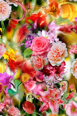 迷人花卉 炫彩 数码 多彩印花华亿平台图片