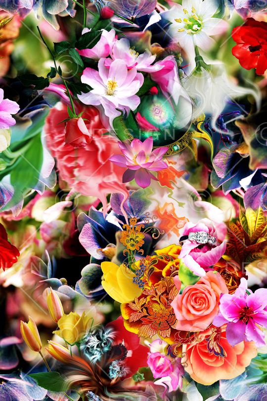 迷人花卉 炫彩 数码 写实 照片 多彩印花华亿平台图片