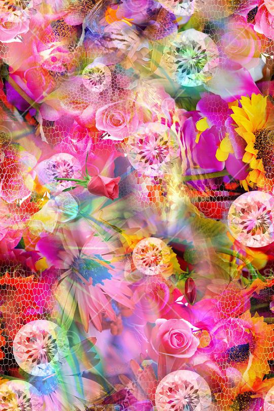 迷人花卉 炫彩 数码 多彩印花华亿平台图片