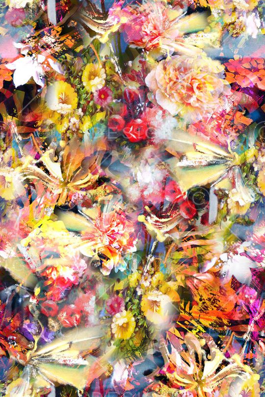 迷人花卉 炫彩 数码 肌理 多彩印花华亿平台图片