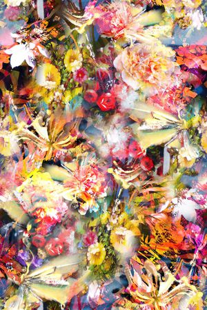 迷人花卉 炫彩 数码 肌理 多彩印花华亿平台图片