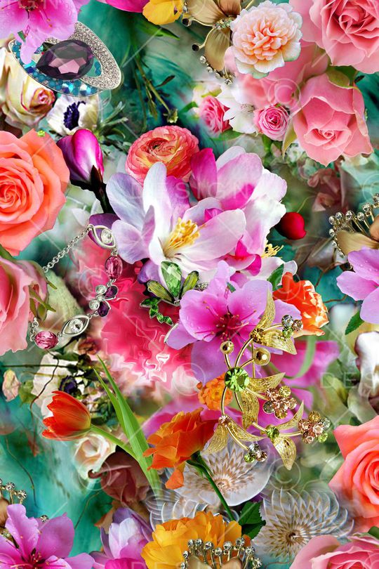 迷人花卉 炫彩 数码 写实 照片 多彩印花华亿平台图片