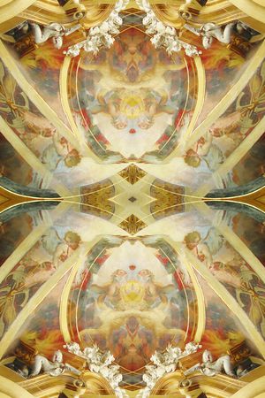 对称 镜像 欧式 宫廷 建筑 华丽 长巾 奢华印花华亿平台图片