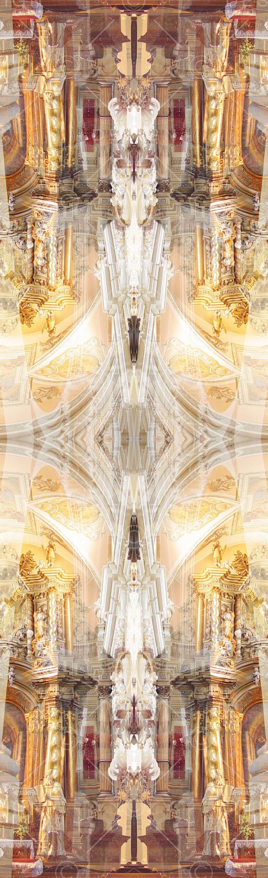 对称 镜像 欧式 宫廷 建筑 华丽 长巾 奢华印花华亿平台图片