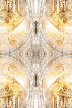 对称 镜像 欧式 宫廷 建筑 华丽 长巾 奢华印花华亿平台图片