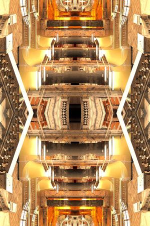 对称 镜像 欧式 宫廷 建筑 华丽 长巾 奢华印花华亿平台图片