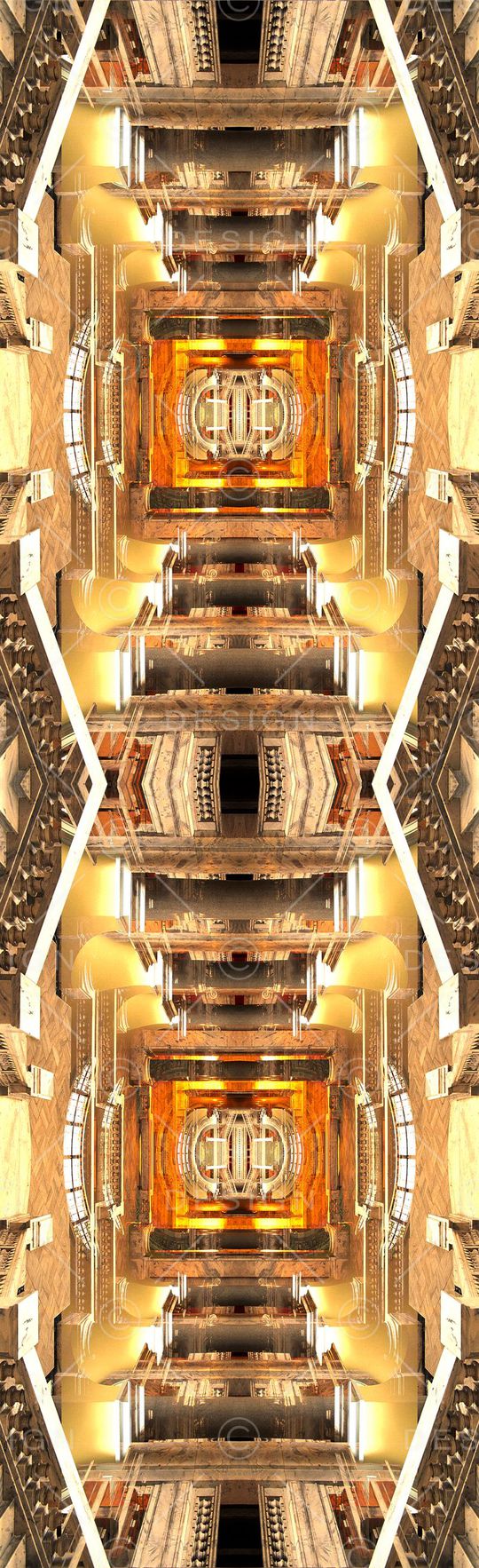 对称 镜像 欧式 宫廷 建筑 华丽 长巾 奢华印花华亿平台图片