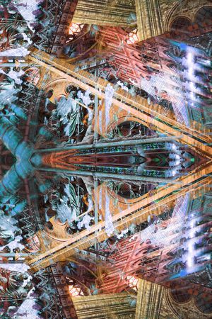 对称 镜像 欧式 宫廷 建筑 华丽 长巾 奢华印花华亿平台图片