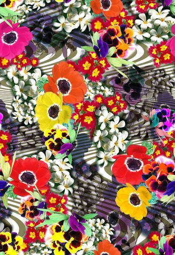 255370-多彩花卉花朵条纹波浪组合