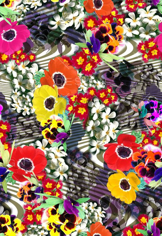 迷人花卉 炫彩 数码 多彩印花华亿平台图片