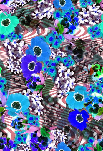 255371-多彩花卉花朵条纹波浪组合