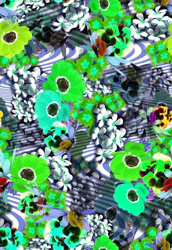 255373-多彩花卉花朵条纹波浪组合