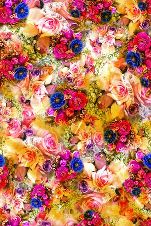 迷人花卉 炫彩 数码 写实 照片 多彩 满底印花华亿平台图片