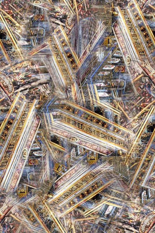 对称 镜像 欧式 宫廷 建筑 华丽 长巾 奢华印花华亿平台图片