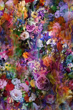 迷人花卉 炫彩 数码 多彩印花华亿平台图片