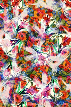 多彩 花卉 光感 光线 迷人印花华亿平台图片