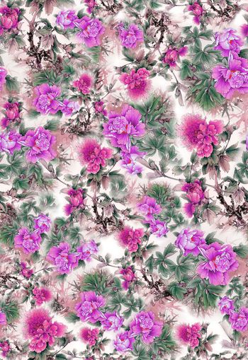 255540-多彩国画水墨花卉花朵组合