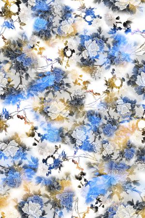 工笔画 中国风 牡丹 写意 小花 清新 淡雅印花华亿平台图片