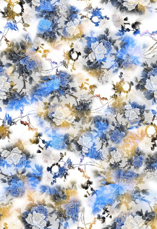 工笔画 中国风 牡丹 写意 小花 清新 淡雅印花华亿平台图片