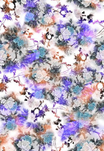 255543-多彩国画水墨花卉花朵组合