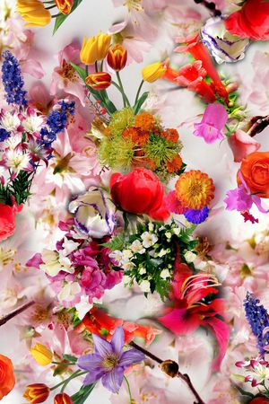 迷人花卉 炫彩 数码 写实 照片 多彩 满底印花华亿平台图片