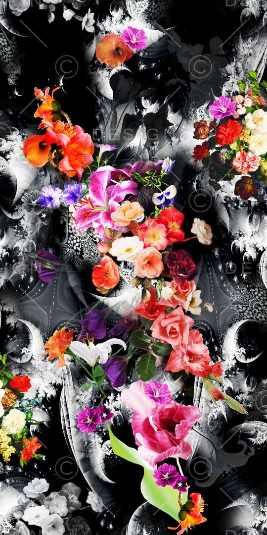 迷人花卉 炫彩 数码 写实 照片 多彩 满底 高贵印花华亿平台图片
