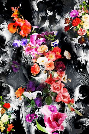 迷人花卉 炫彩 数码 写实 照片 多彩 满底 高贵印花华亿平台图片