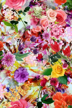 迷人花卉 炫彩 数码 写实 照片 多彩 满底印花华亿平台图片