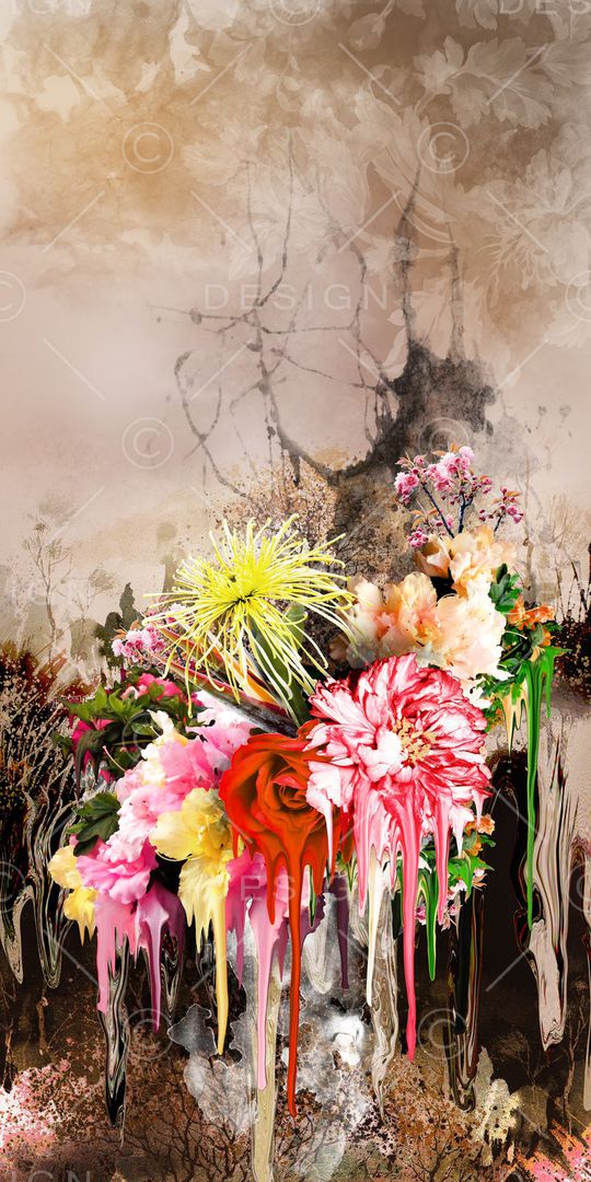 滴状花卉 独幅印花华亿平台图片