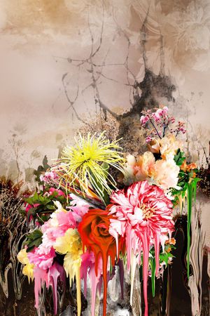 滴状花卉 独幅印花华亿平台图片