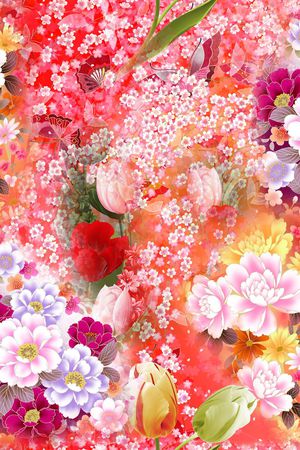 迷人花卉 炫彩 数码印花华亿平台图片