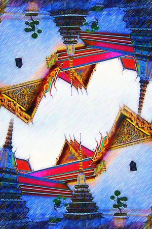 建筑 寺庙 泰国 方巾 数码印花华亿平台图片